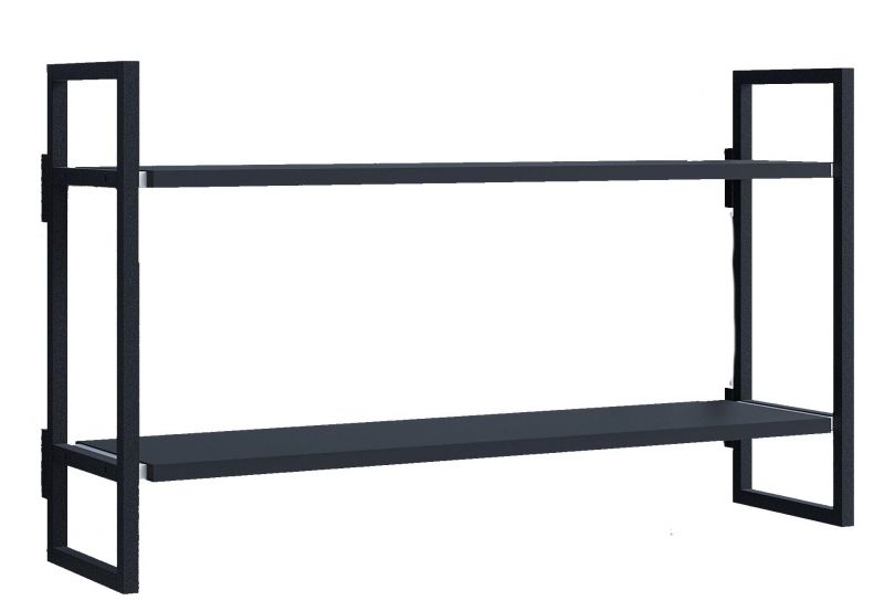 Schwarzes Oncono Wandregal Grundmodul C mit zwei Regalböden und minimalistischem Design für die Wandmontage.
